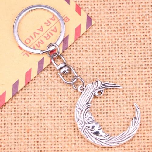New Fashion Keychain 38*32 mm man in the moon face Pendants DIY Men Jewelry Car Key Chain Souvenir For Gift