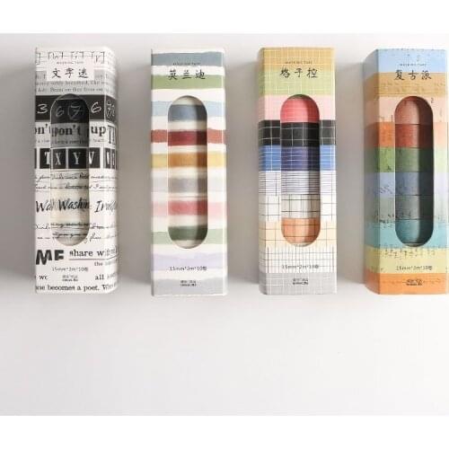 NEW 10 Rolls/set Vintage Planner Morandi DIY Decorative Lattice Washi Tape Scrapbooking Sticker For Student Masking Tape Set