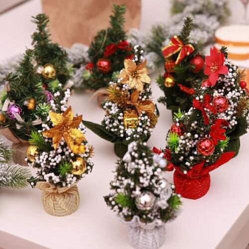 New Mini Christmas Tree Small Tree Christmas Table Decoration Christmas Car Interior Accessories Living Room Bedroom Ornaments