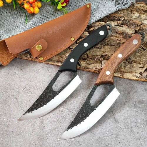 Outdoor Survival Hunting Knife With Sheath Handmade Stainless Steel Butcher Meat Cleaver Boning Kitchen Chef Knife Kitchen Tools