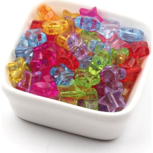 Wholesale 11mm 50pcs/lot Mixed Color Clear Acrylic Star Beads Spacer Beads Supplies For Jewelry Making DIY Kid Gift Accessories