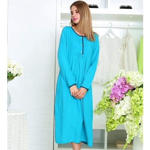 Spring Dress WomenS Nine Minute Sleeves New Pure Cotton And Linen Long Loose Plus-Size Princess Sleepwear Nightgown Homedress