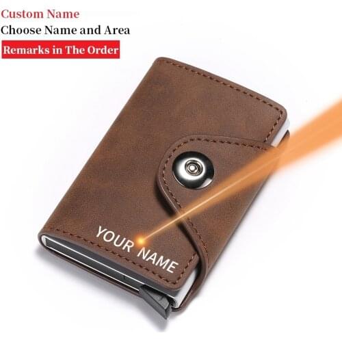 Custom name Man Women Smart Wallet RFID Business Card Holder Rfid Wallet Aluminum Metal Credit Business Mini Card Wallet