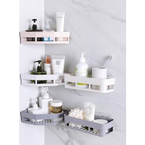 Punch-free Bathroom Toilet Rack Bathroom Corner Shelf Seamless Wall-mounted Storage Rack Shelves Holders For Bathroom Storage