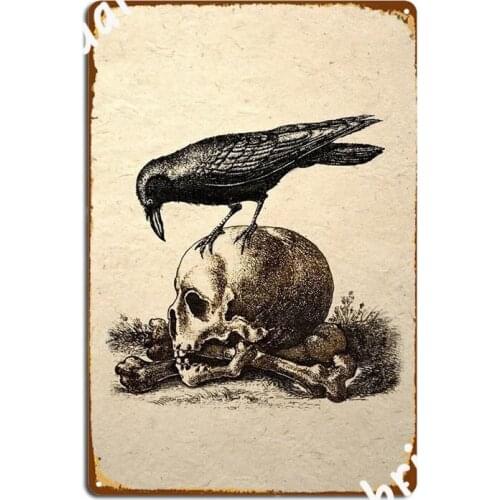 Crow On A Skull Gothic Macabre Metal Plaque Poster Poster Wall Cave Cave Pub Decoration Tin Sign Poster
