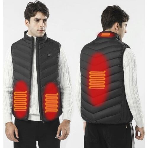 Electric Heating Vest Rechargeable Heating Down Vest Black Men Women Winter Warm Cotton-padded Jacket Temperature Control M-3XL