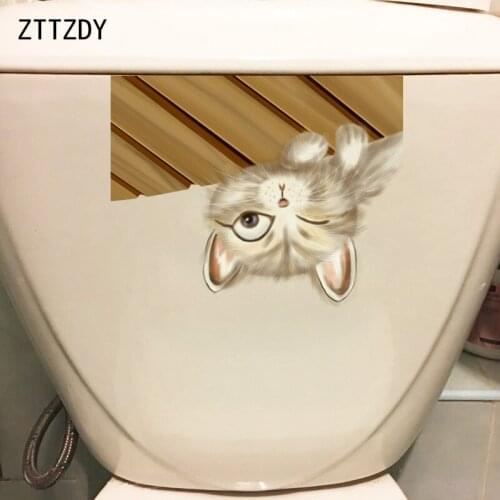ZTTZDY 23.3*18.4CM Cat Wall Sticker Decal Toilet Kids Bedroom Home Decor Modern Style T3-0269