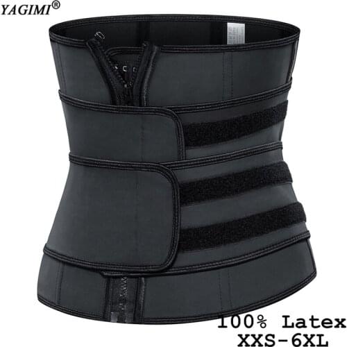 100% Latex Waist Trainer Corset Body Shaper Firm Tummy Control 9 Steel Boned Sauna Sweat Belt Xxs-6xl Plus Size Shapewear