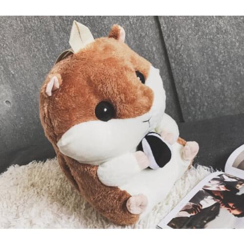 42cm Kawaii Toy Hamster Shoulders Bag Soft Cartoon Hamster Backpack Large Capacity Comfortable Handfeel Pink Girls Storage Bag