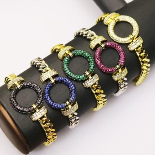 5 Strand handmade jewelry Gold color chain bracelets Circle charms Bracelet fashion jewelry accessories 6247