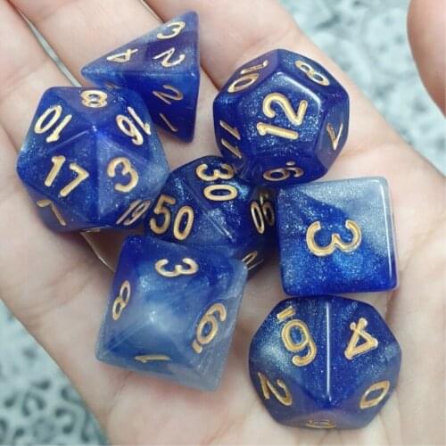 7PCs/set Dichromatic D4 D6 D8 D10 D12 D20 Dice Acrylic Polyhedral Digital Dice for Entertainment Desktop Table Board Game Supply