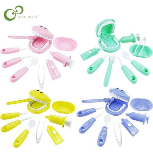 9Pcs/set Kids Pretend Play Squeeze Toy Dentist Check Teeth Model For Doctors Role Play Children Doll Toys For Kids Gifts YJN
