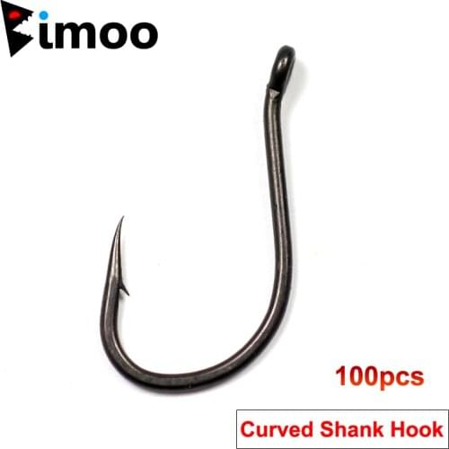 Bimoo 100pcs Coated Out-Turned Eyed Chod Rig Boilie Carp Hooks Matte Black Micro Barb Carp Fishing Hook Size 2 4 6 8 10