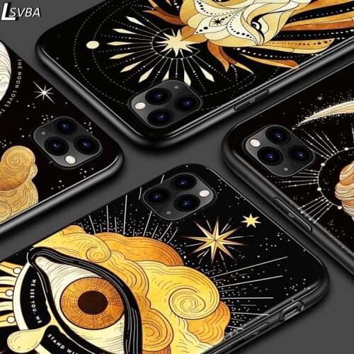Moon Tarot For iPhone 12 Pro Max Mini 11 Pro XS Max X XR 6S 6 7 8 Plus 5S Bright Black Phone Case