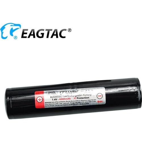 EAGTAC 2x32650 7.4V 6000mAh (R44) Protected Li-ion Battery Pack Brass Button Top for MX25L2 MX25L2C