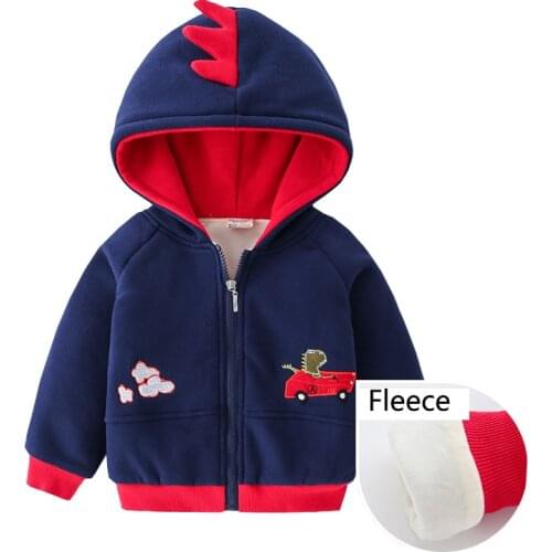 Fleece Thickening Boys Thermal Jacket Dinosaur Hoodies Toddler Warm Autumn Fall Coat Childrens Winter Outfit Kids Clothes