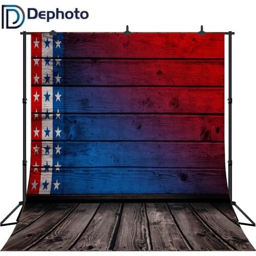 Dephoto Stars Photo Background Newborns Portrait Background Wooden Blue White Red America Independence Day Photography Backdrops