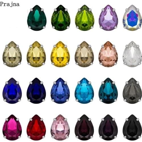 Prajna Crystal Sew On Rhinestone For Clothing DIY Water Drop Wedding Decoration Glass Claw Drill Rhinestone Colorful Canonicals