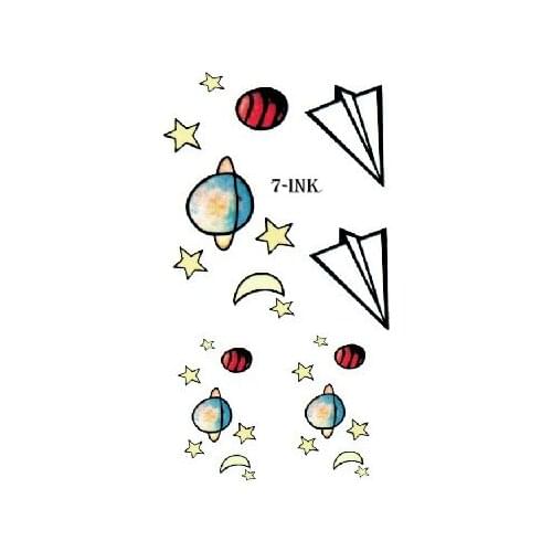 Water Transfer fake tattoo cute stars tattoo Planet body art Waterproof Temporary Tattoo flash tattoo for gril woman 10.5*6 cm