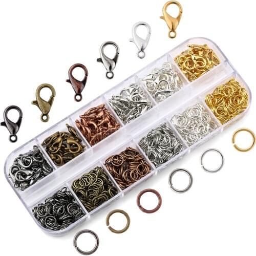 A Set Jewelry Findings 4mm/5mm/6mm/8mm/10mm Open Jump Rings Split Rings 6 colors Lobster Clasps hooks Jewelry Making Supplies