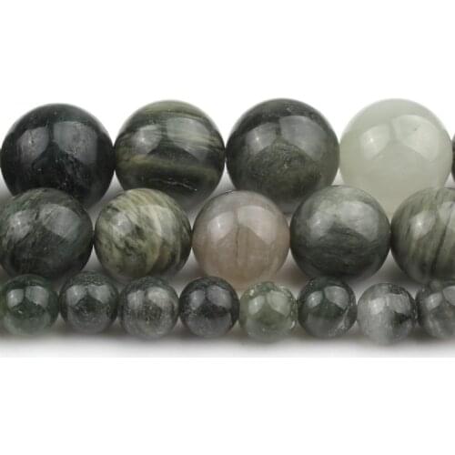 6/8/10/12mm Natural Green Rutilated Quartzs Stone Beads Round Loose Beads For Jewellery Making Bracelets Women 15 inch/Strand