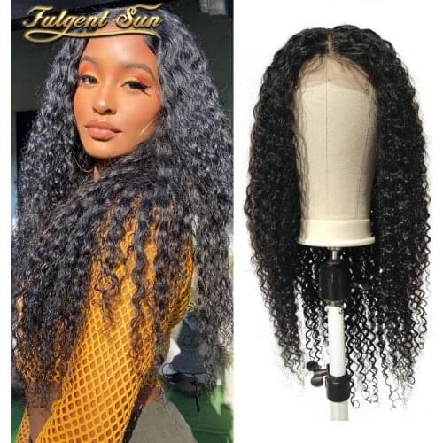 Kinky Curly Lace Wig Brazilian Human Hair Wigs for Women 4x4 Lace Closure Wig Curly Remy Human Hair Lace Wigs 8-28Inch