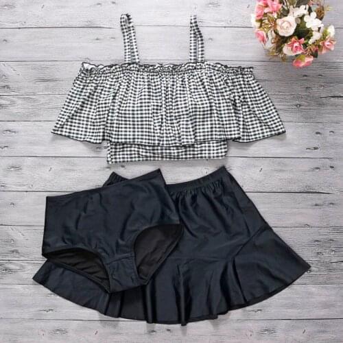 2021 Women New Bikini Plaid Swimwear Padded Swimsuit Off Shoulder Swimming Beach Wear Summer Sexy Biquini Female Bathing Suit