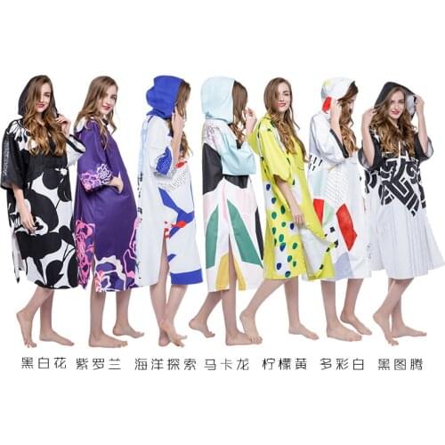 SEAPLAY Scuba Diving Swim Bathrobe Hood Loose Dress Cloak Windproof Warm Diving Duick Dry Bath Towel Beach Cloak For Women