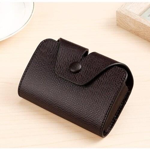 Mini 9 BankCard Slots 2 Multi-Function Pockets PU Leather Organ Structure Men Women Card Holder Wallet
