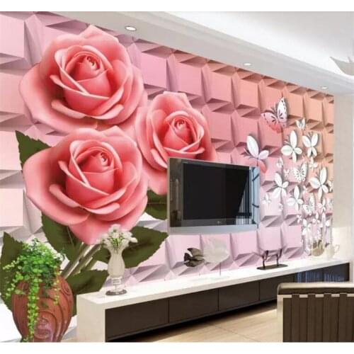 Fashionable Interior 3D Stereo Relief Flowers Butterfly Photo Wallpaper Mural Living Room TV Backdrop Bedroom Wallpaper Designs