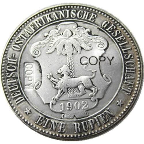 1902 German East Africa 1 Rupie Coin Guilelmus II Imperator Silver Plated Copy coin