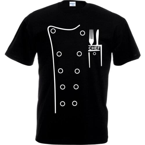 Homme T-Shirt Men Fashion Chef Tee Shirt Black Funny Novelty Cook Kitchen Cooking Bar Stafft Shirts For Men4XL5XL