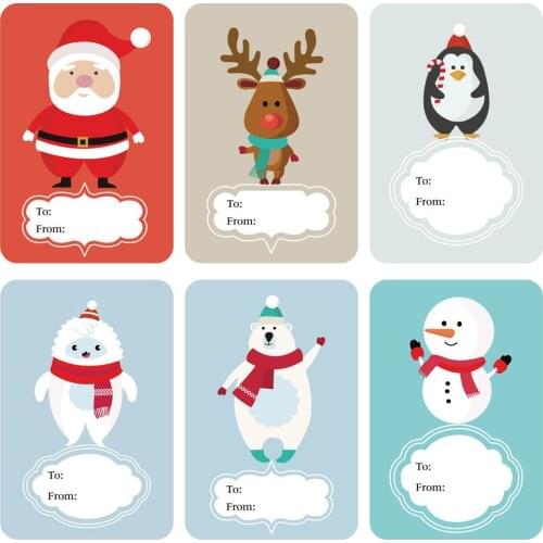 New 6 Designs Adhesive Christmas Gift Name Tags Present Seal Labels Christmas Decals Gift Package XMAS Stickers 1 Roll (250pcs)