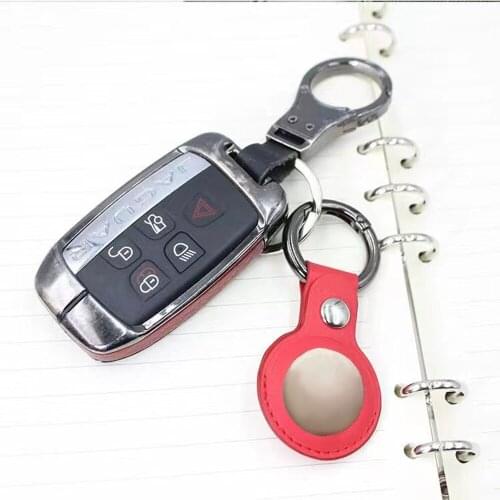 Solid Color Leather Case For Apple Airtags Protective Cover Locator Tracker Anti-lost Device Keychain Press button Free Shipping