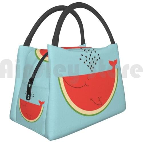 Portable Insulation Bag Watermelon Whale Whale Watermelon Red Fruit Tropical Summer Beach Fish Most Creative Art