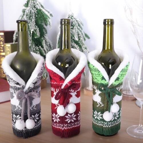 Christmas Decorations Wine Bottle Cover Dinner Party Table Decors Santa Claus Snowman Gifts Party Supplies For Home