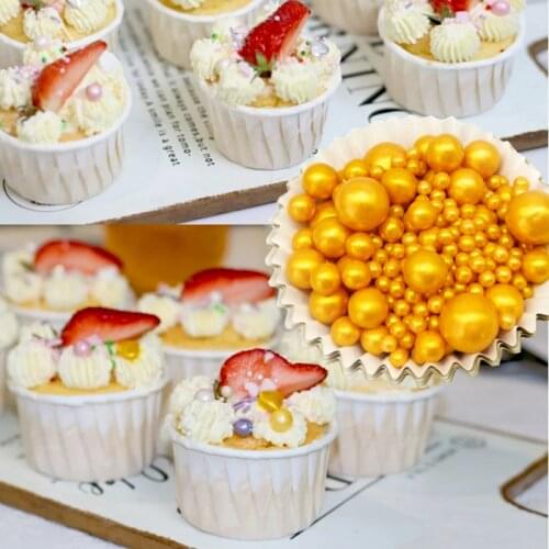 50g Edible Gold Beads Pearl Sugar Ball Cake Sprinkle Sugar Bead Gold Cake Decoration Baking Tools Candy Dessert Embellishment