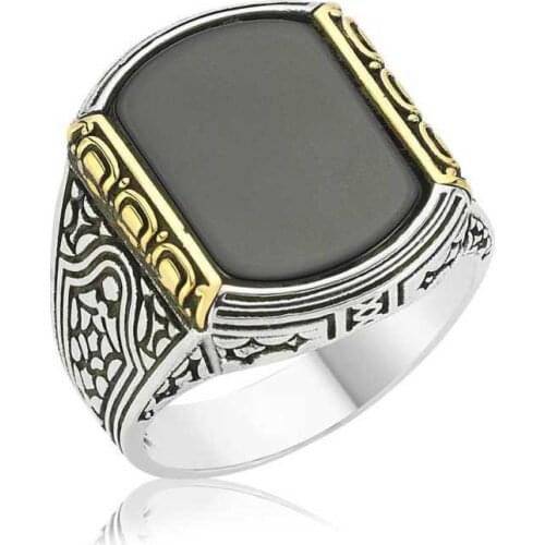 Silverlina Silver Black Stone Men 'S Ring