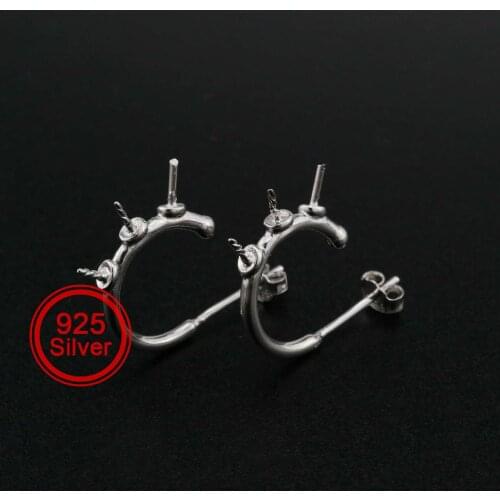 3-4MM Beads Settings Studs Earrings Solid 925 Sterling Silver Bezel DIY Supplies 1702226