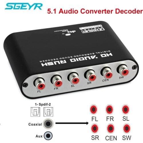 SGEYR 5.1 Audio Decoder SPDIF Coaxial to RCA DTS AC3 Digital to Analog 5.1 Amplifier Decoder Converter for PS3,DVD player,Xbox