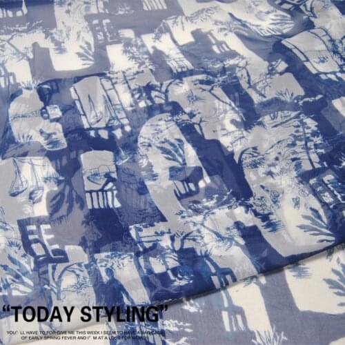 Silk Georgette Chiffon Fabric Dress Large Wide White Blue Clothing DIY Patchwork Tissue