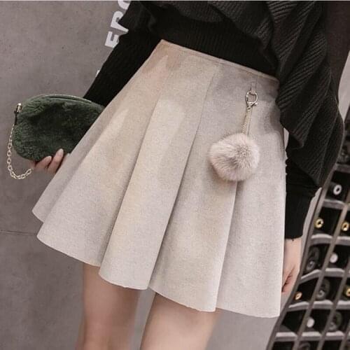 Wool skirt womens clothing in autumn and winter 2020 new high waist A skirt pleated fashion spring and autumn slim
