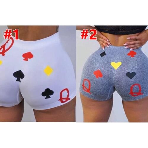 TNNAOFF Plus Size Candy Snack Shorts for Women Summer Sexy High Waist Stretch Poker Print lounge wear Yoga Biker Shorts