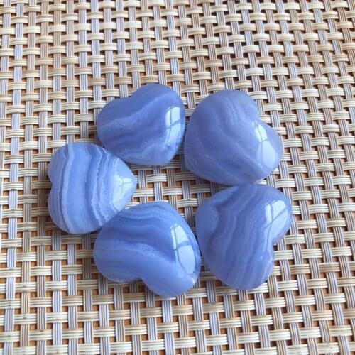 Blue lace agate heart gemstones natural mineral crystals reiki healing stones jewelry decoration