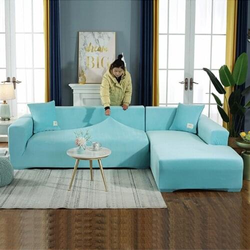 Velvet plush universal elastic all-inclusive sofa cover chaise longue L-shaped corner protection sofa chair need to buy two