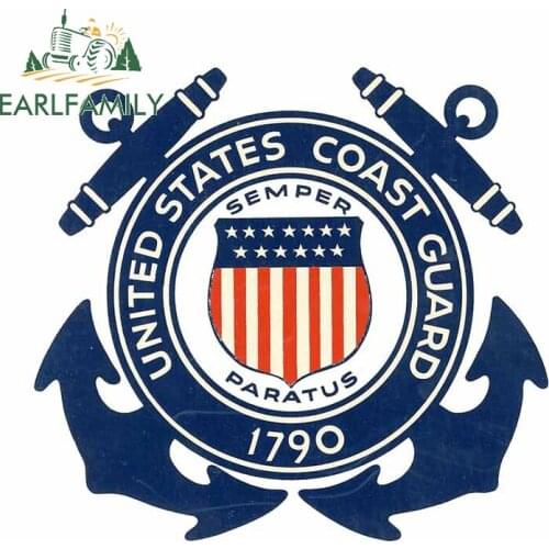 EARLFAMILY 13cm x 12.1cm For United States Coastguard Decal Vinyl Car Stickers ATV JDM Personality Waterproof Occlusion Scratch