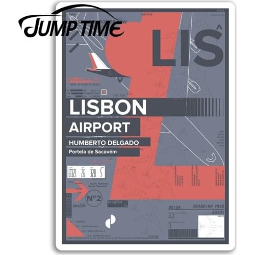 Jump Time for Lisbon Airport Vinyl Stickers Portugal Travel Sticker Luggage Bumper Trunk Window Decal Car Accessories