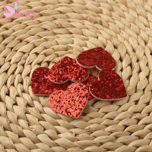 XIMA 20pcs/lot DIY Hair Accessories Bling Heart Sequin Bows Without Clip Handmade Clothing Accessories 16 Colors