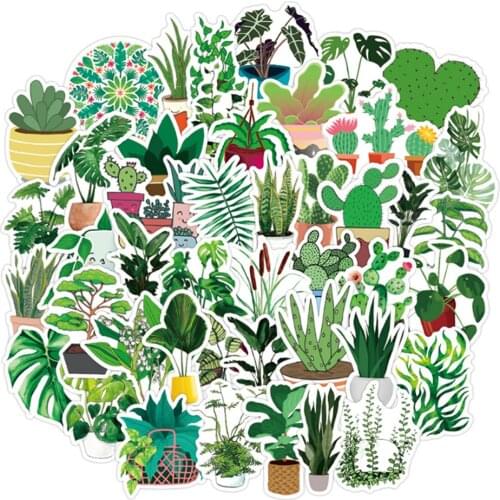 10/30/50PCS Cartoon Fresh Green Plants Graffiti Laptop Luggage Skateboard Toy Decorative Waterproof Stickers Wholesale