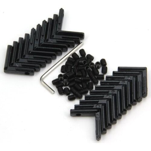 20PCS Black L Model 90Degree Interior Inside Corner Connector Joint Bracket for6mm T Shape Aluminum Extrusion Profile 2020Series